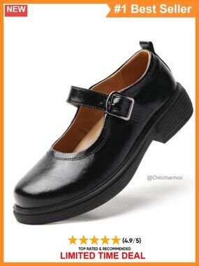 Women's Platform Mary Jane Flats Leather Adjustable Buckle Comfort Work